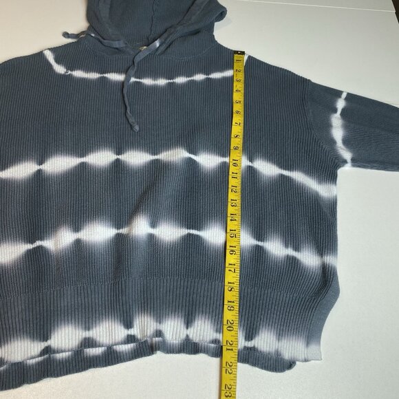 RD Style Womens Sweater Hooded Grey White Tie Dye Crop Boho Hippie Sz M - Picture 5 of 7